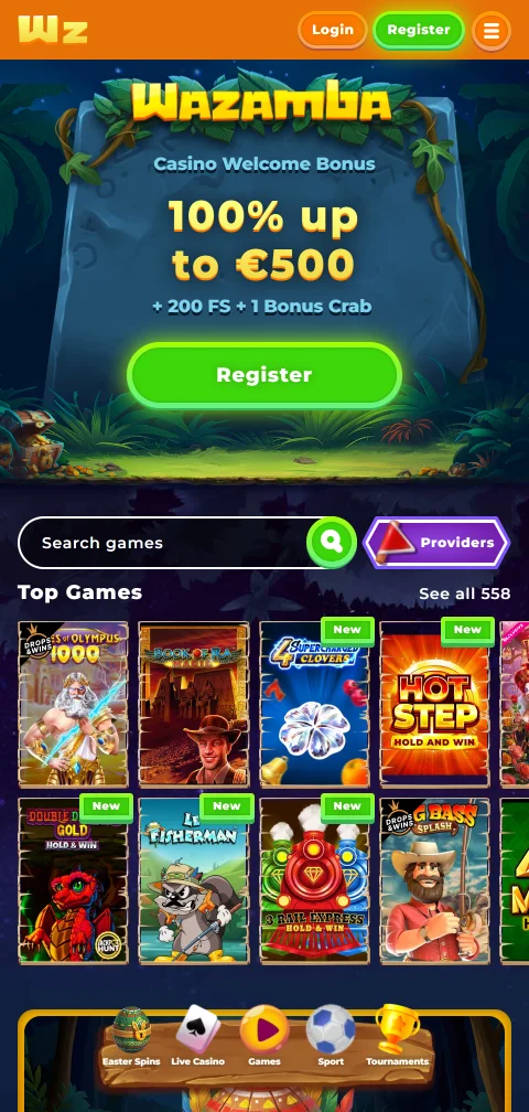 Το Wazamba Casino στον mobile browser χωρίς εγκατάσταση εφαρμογής