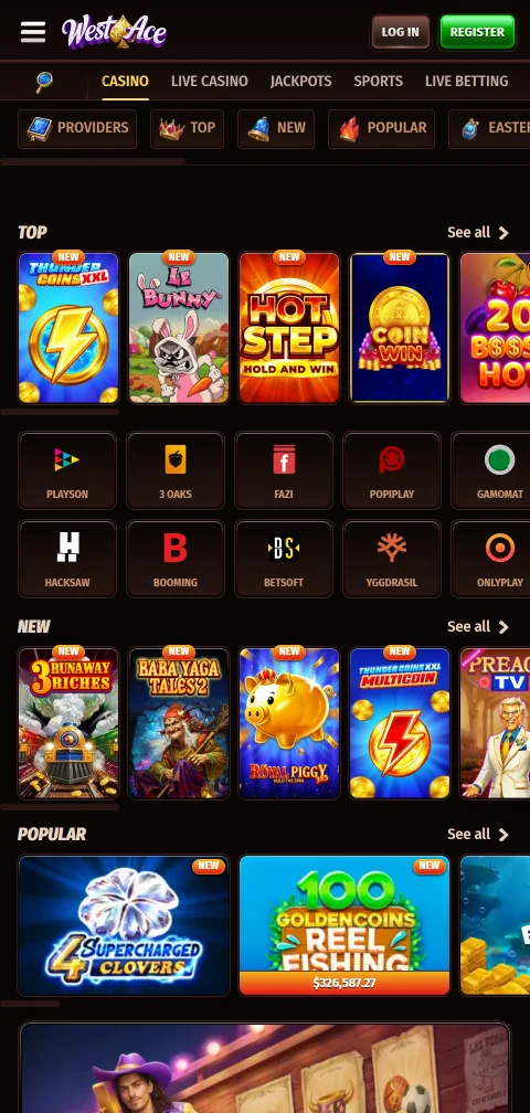 Το WestAce Casino σε κινητό μέσω browser και PWA σε iOS και Android