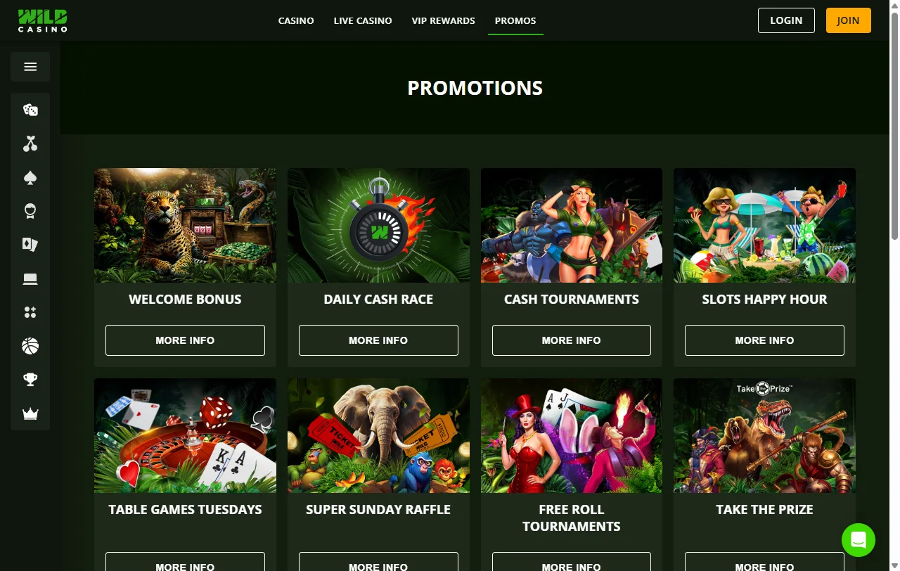 Βιβλιοθήκη slots του Wild Casino με τίτλους Betsoft, Rival και Dragon Gaming