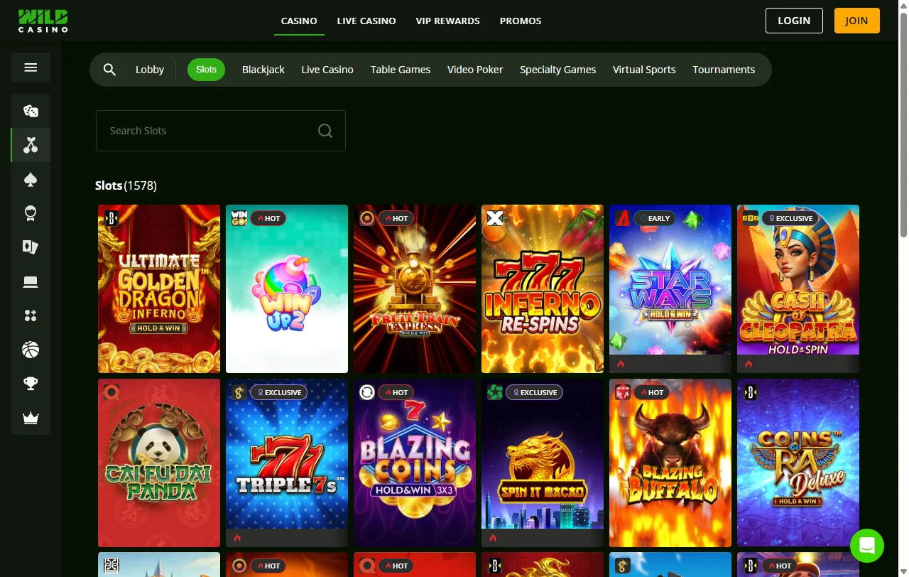 Πακέτο καλωσορίσματος του Wild Casino 300% σε crypto και 250 free spins