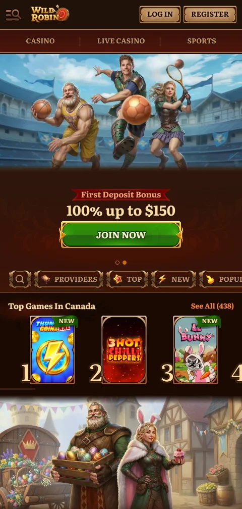 Wild Robin Casino σε κινητό μέσω browser για iOS και Android