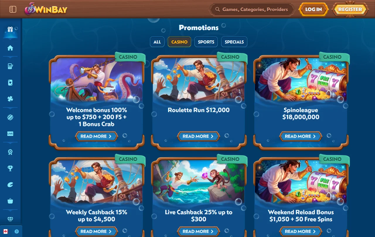 Κατάλογος slots του WinBay Casino με τίτλους της Pragmatic Play