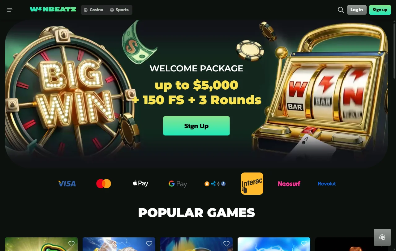 Βιβλιοθήκη του WinBeatz Casino με slots από περίπου 85 παρόχους