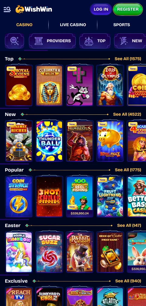 Ταμείο της Wishwin Casino στο κινητό με Revolut, κάρτες και κρυπτονομίσματα